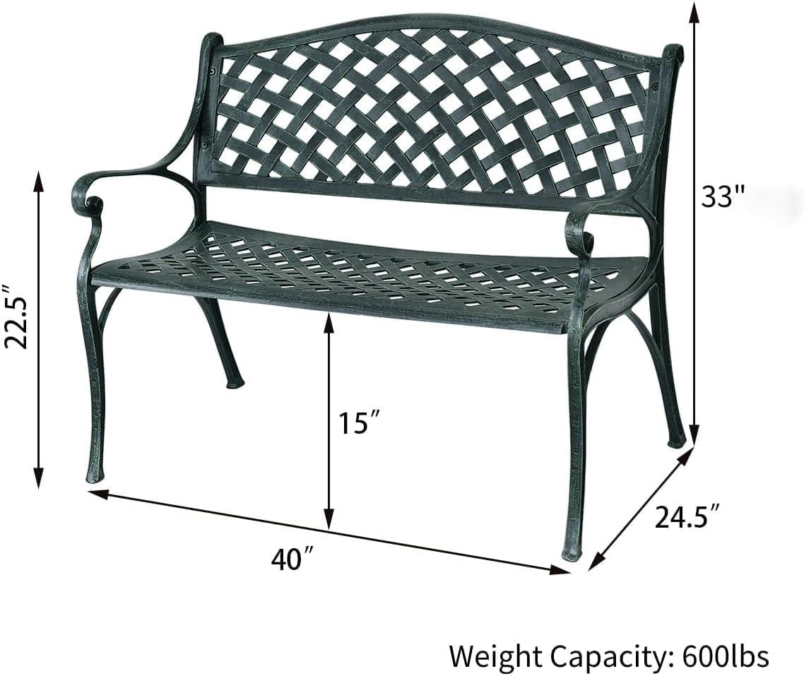 Ancient Green 40" Aluminum Classic Outdoor Garden Bench