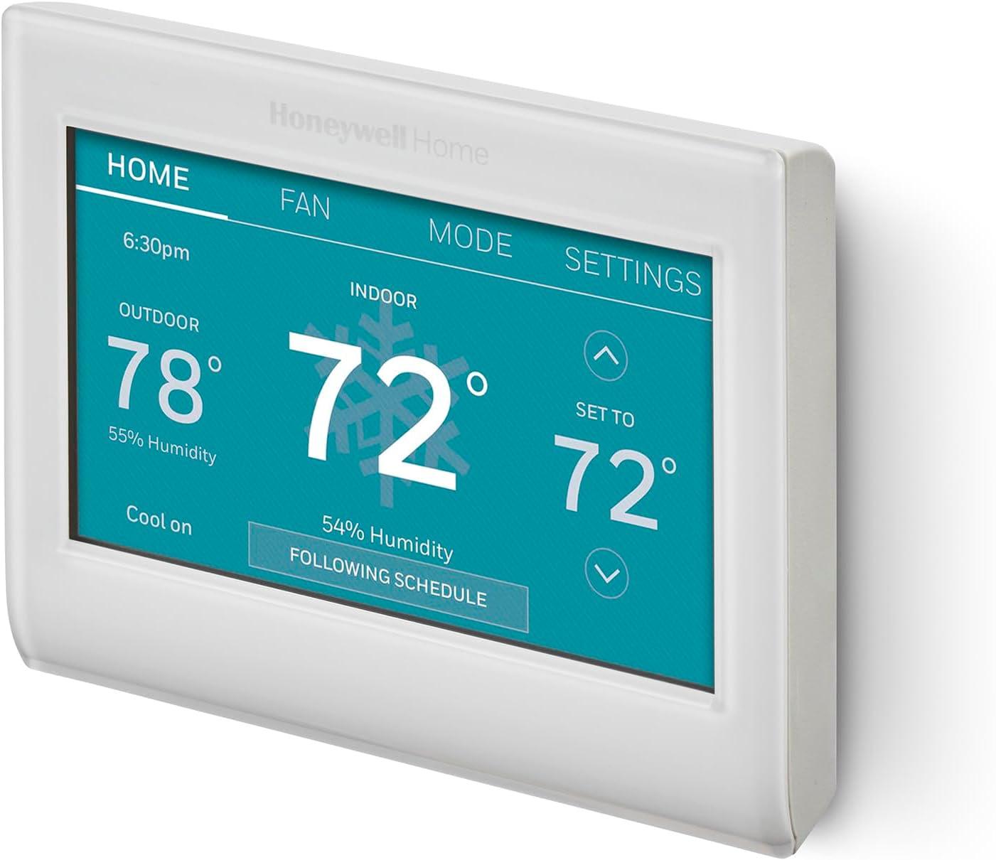 Honeywell Home RTH9600WF Smart Color Thermostat Energy Star Wi-Fi Programmable Touchscreen Alexa Ready - C-Wire Required, White