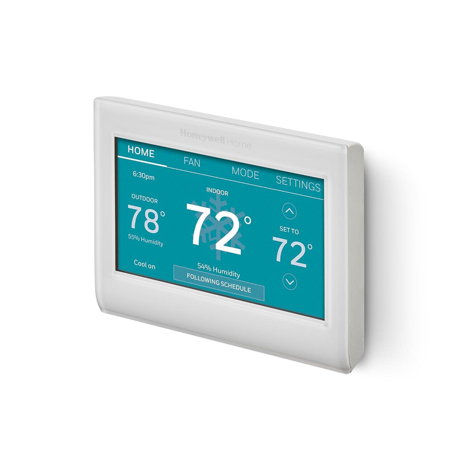 Honeywell Home RTH9600WF Smart Color Thermostat Energy Star Wi-Fi Programmable Touchscreen Alexa Ready - C-Wire Required, White