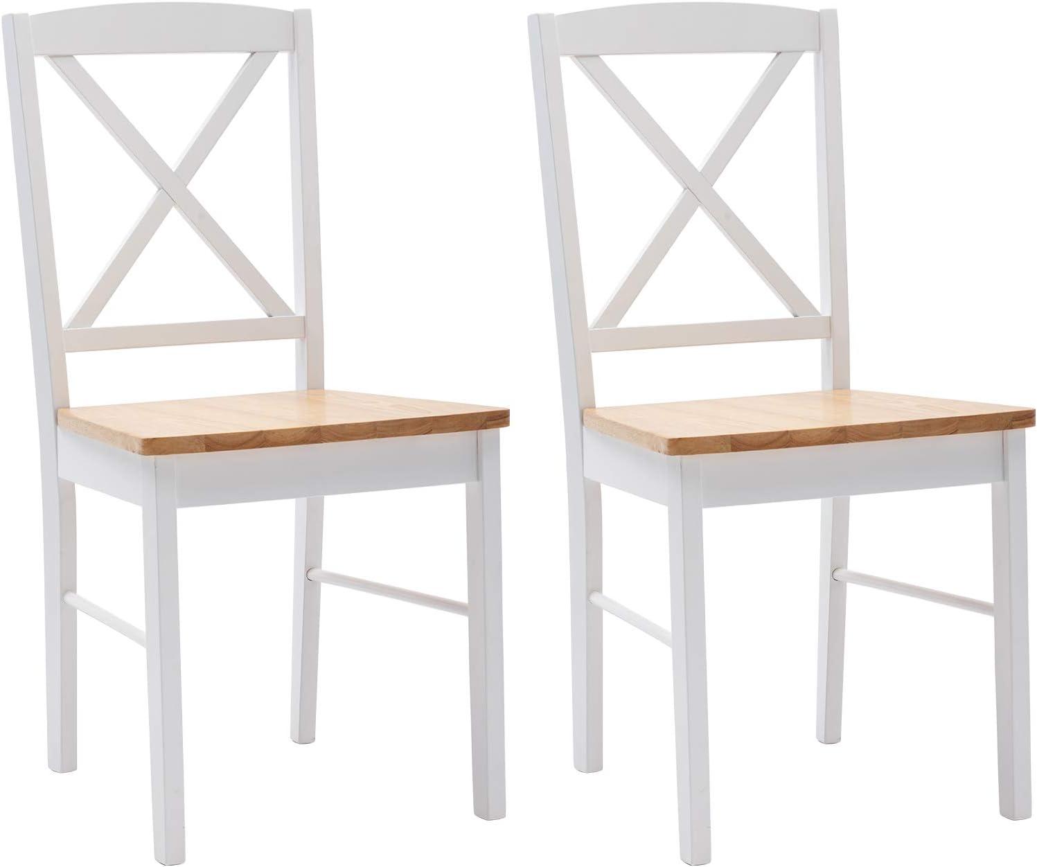 Duhome Set of 2 Dining Chairs with Solid Wood Armless Cross back for Dining Room Kitchen White 2 Pack