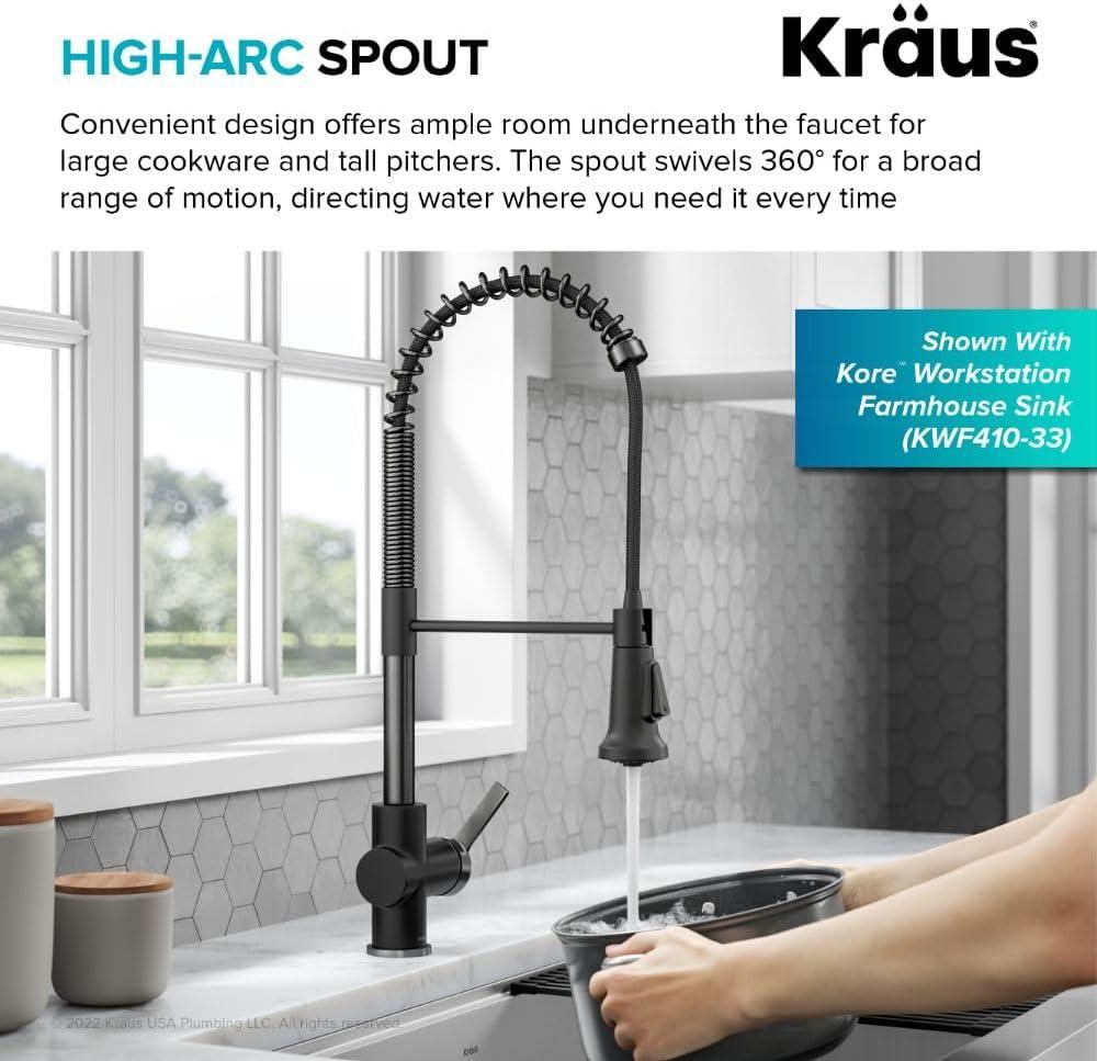 KRAUS Britt Commercial Style Single Handle Pull Down Kitchen Faucet