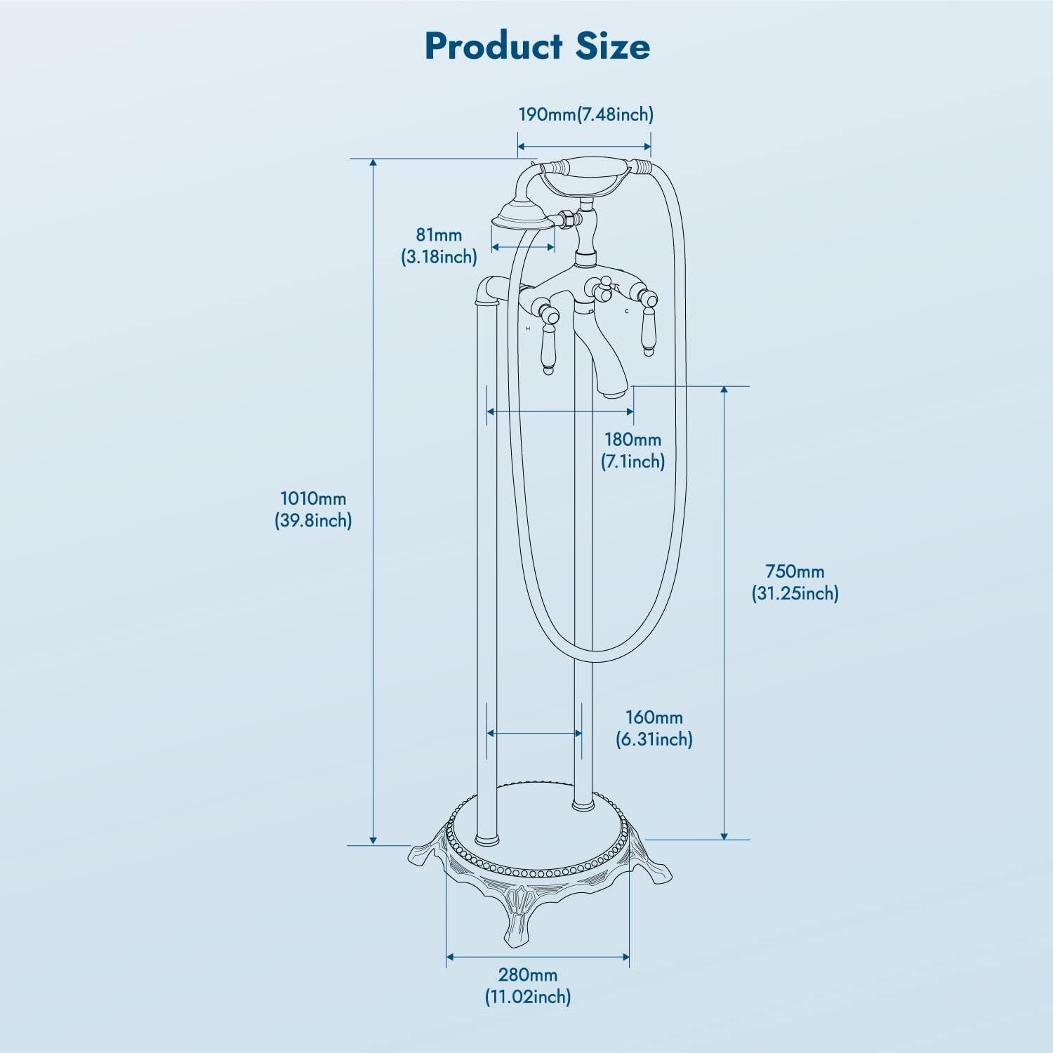 Oil Rubbed Bronze Freestanding Bathtub Faucet with Handheld Shower