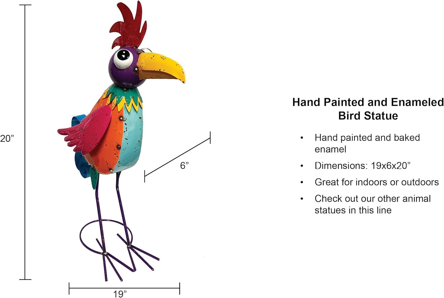 Colorful Hand-Painted Metal Bird Garden Statue