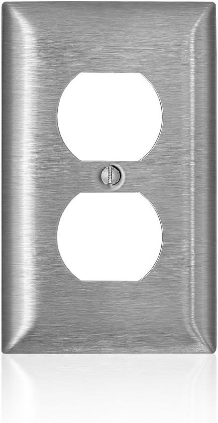 Leviton Satin Silver 1-Gang Stainless Steel Duplex Wall Plate