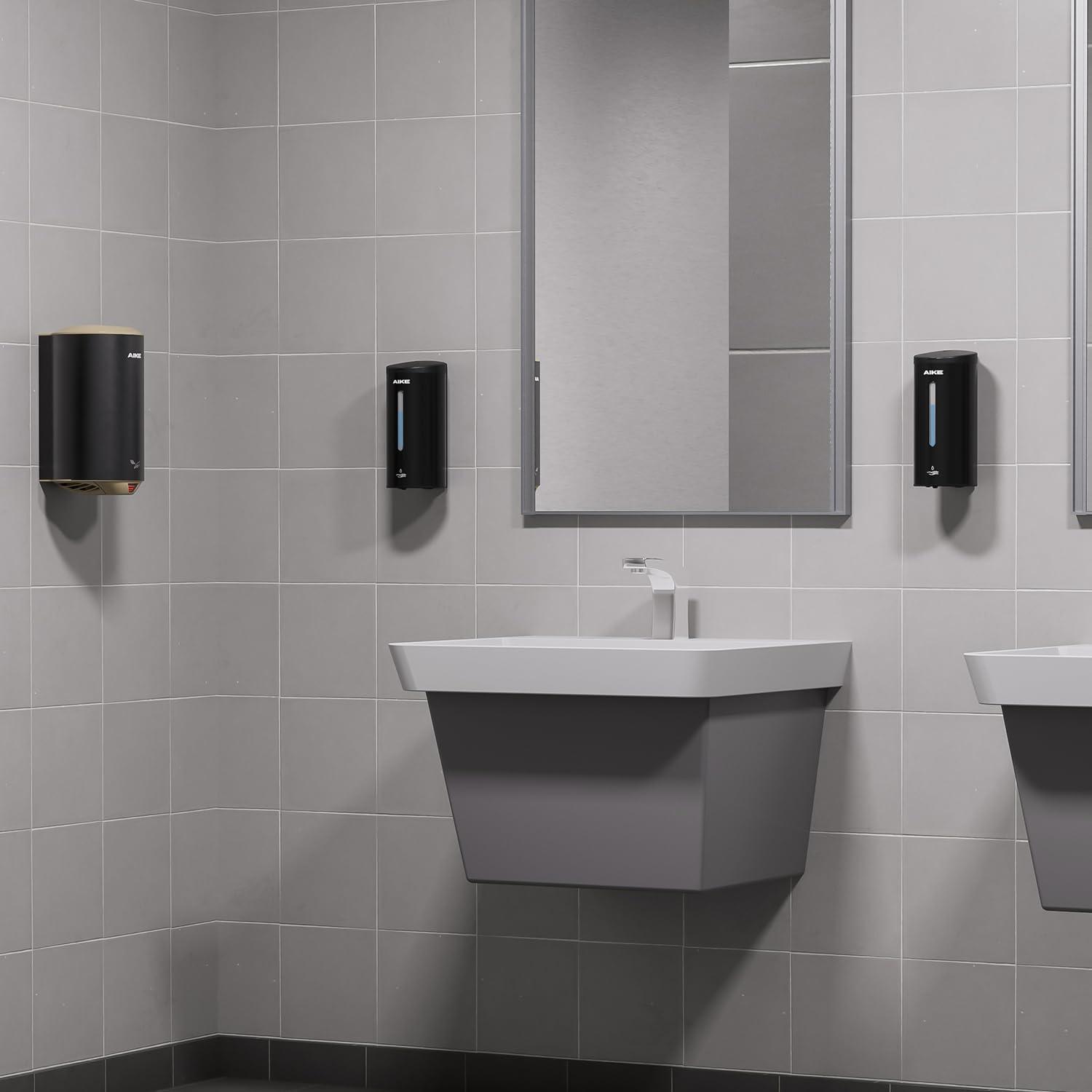 AIKE Automatic Wall Mount Liquid Soap Dispenser, Commercial Stainless Steel with 25oz Large Capacity Save Time Effort and Cost,Model AK1205(Matte Black)