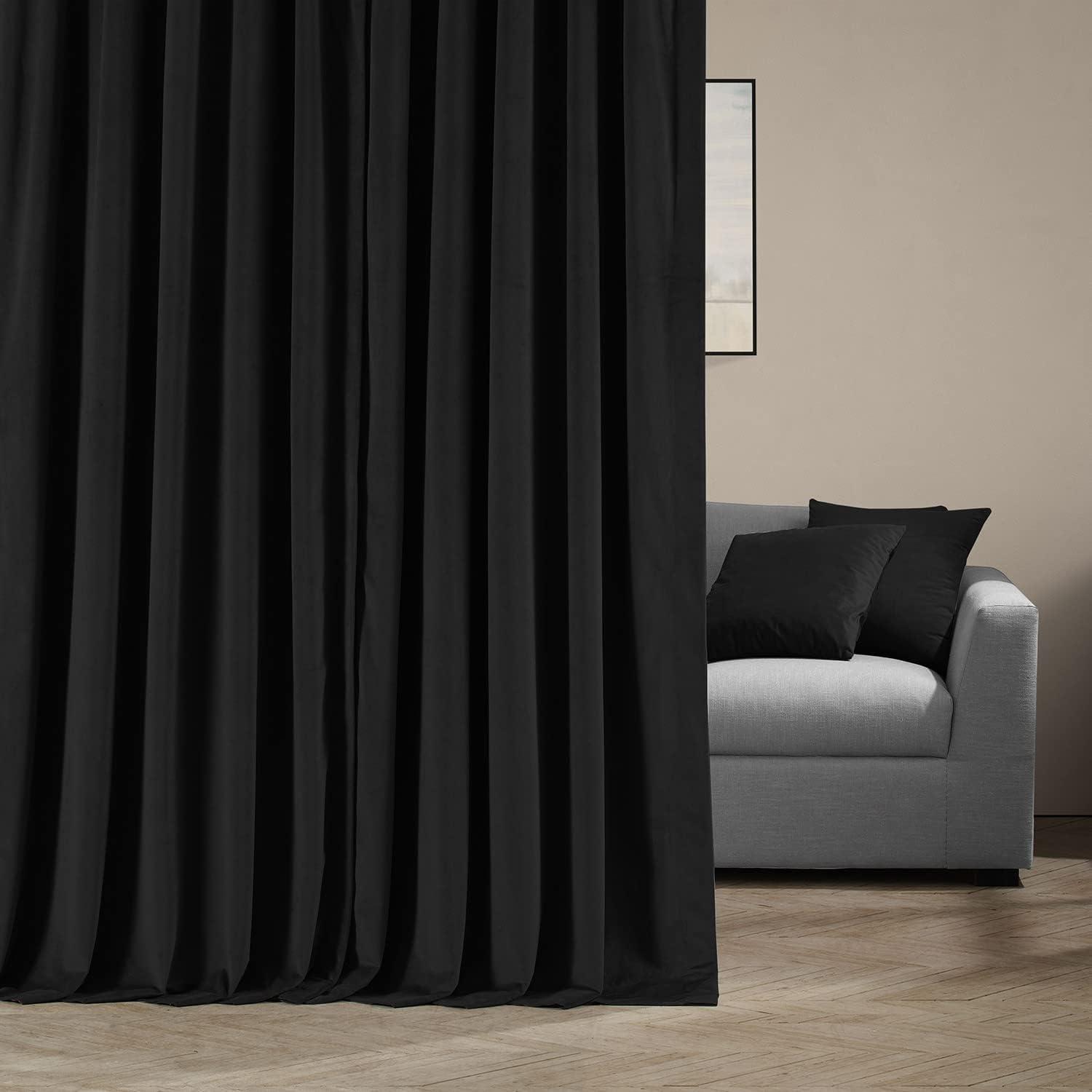 Half Price Drapes Signature Black Extra Wide Velvet Blackout Curtains (1 Panel), 100WX96L