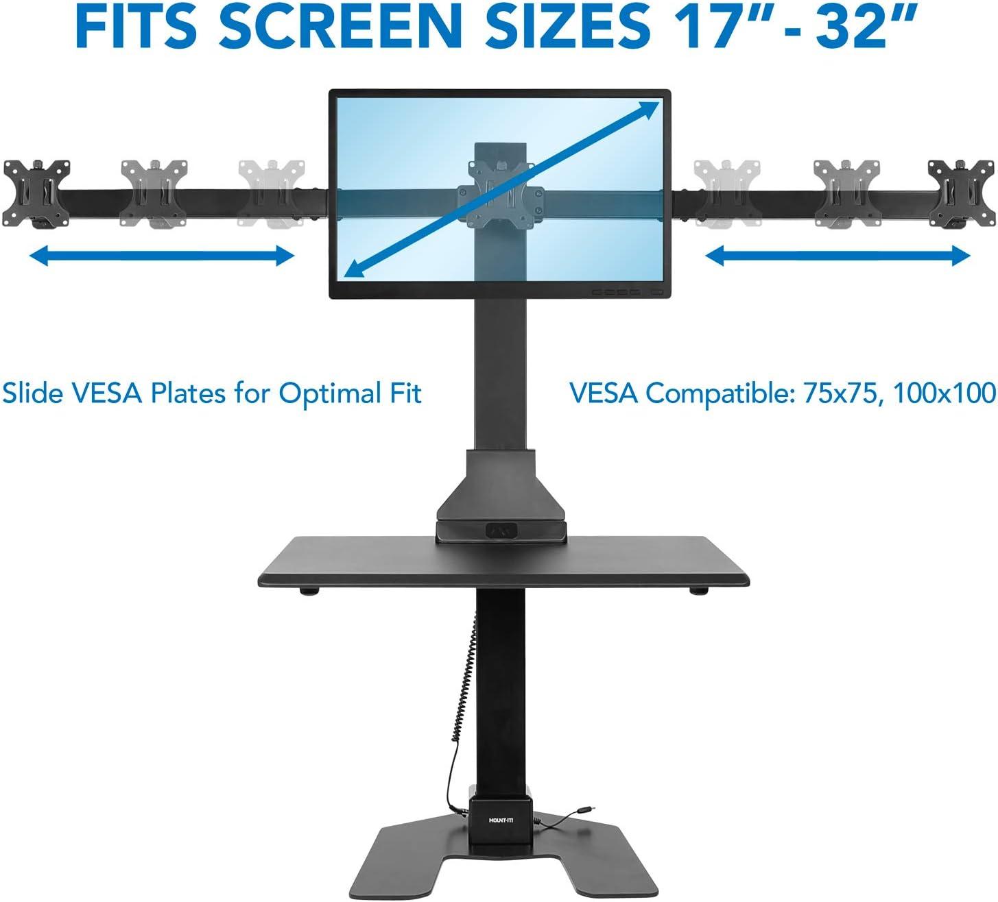 Mount-It! Height Adjustable Triple Monitor Electric Standing Desk Converter