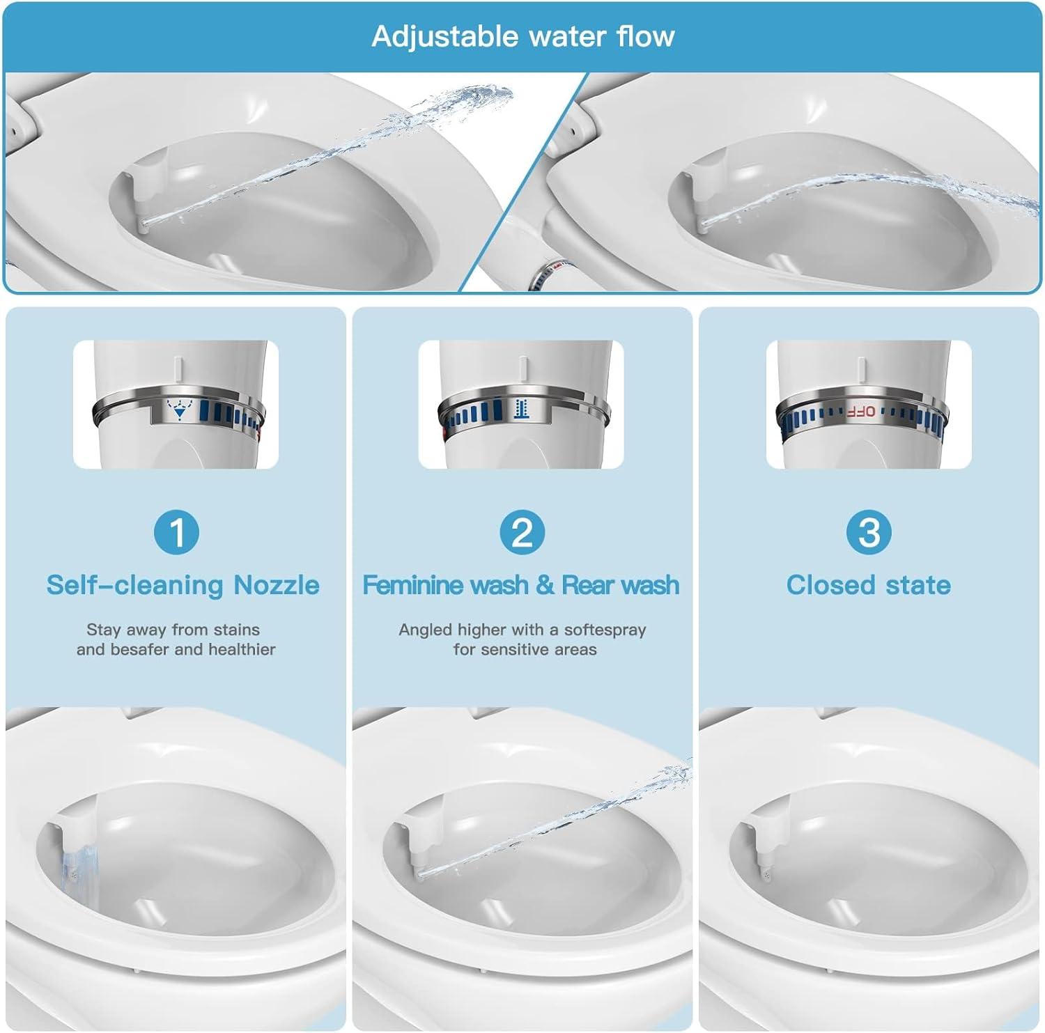 White Elongated Manual Non-Electric Bidet Toilet Seat