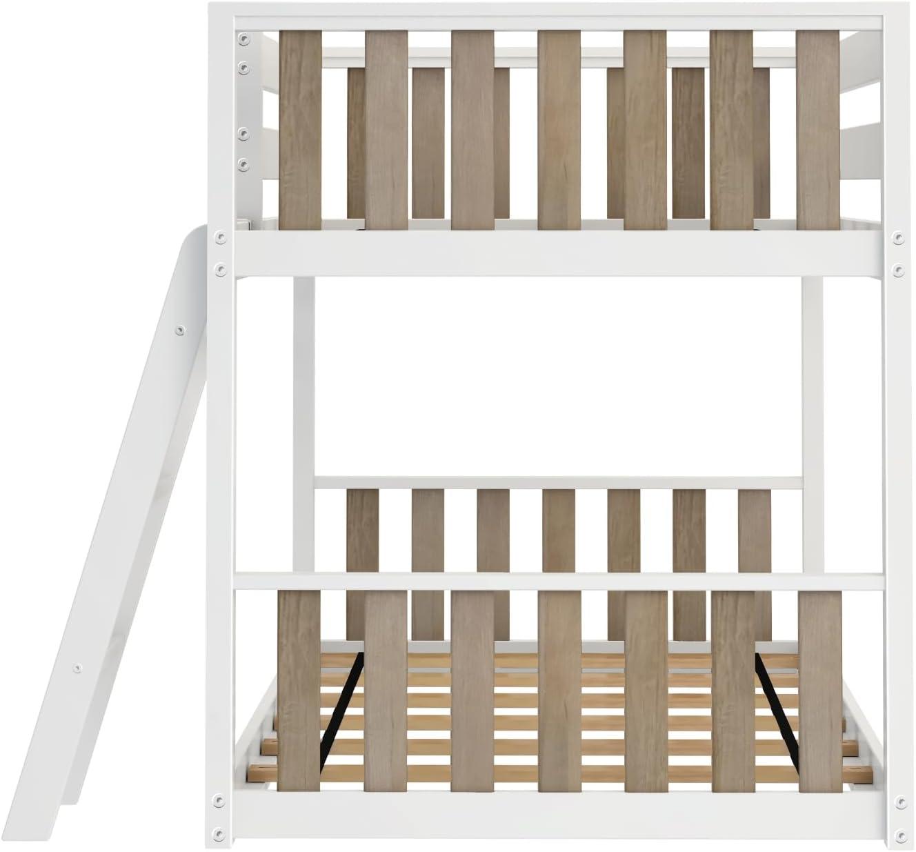 Max & Lily Solid Wood Scandinavian Twin over Twin Bunk Bed for Kids with Ladder