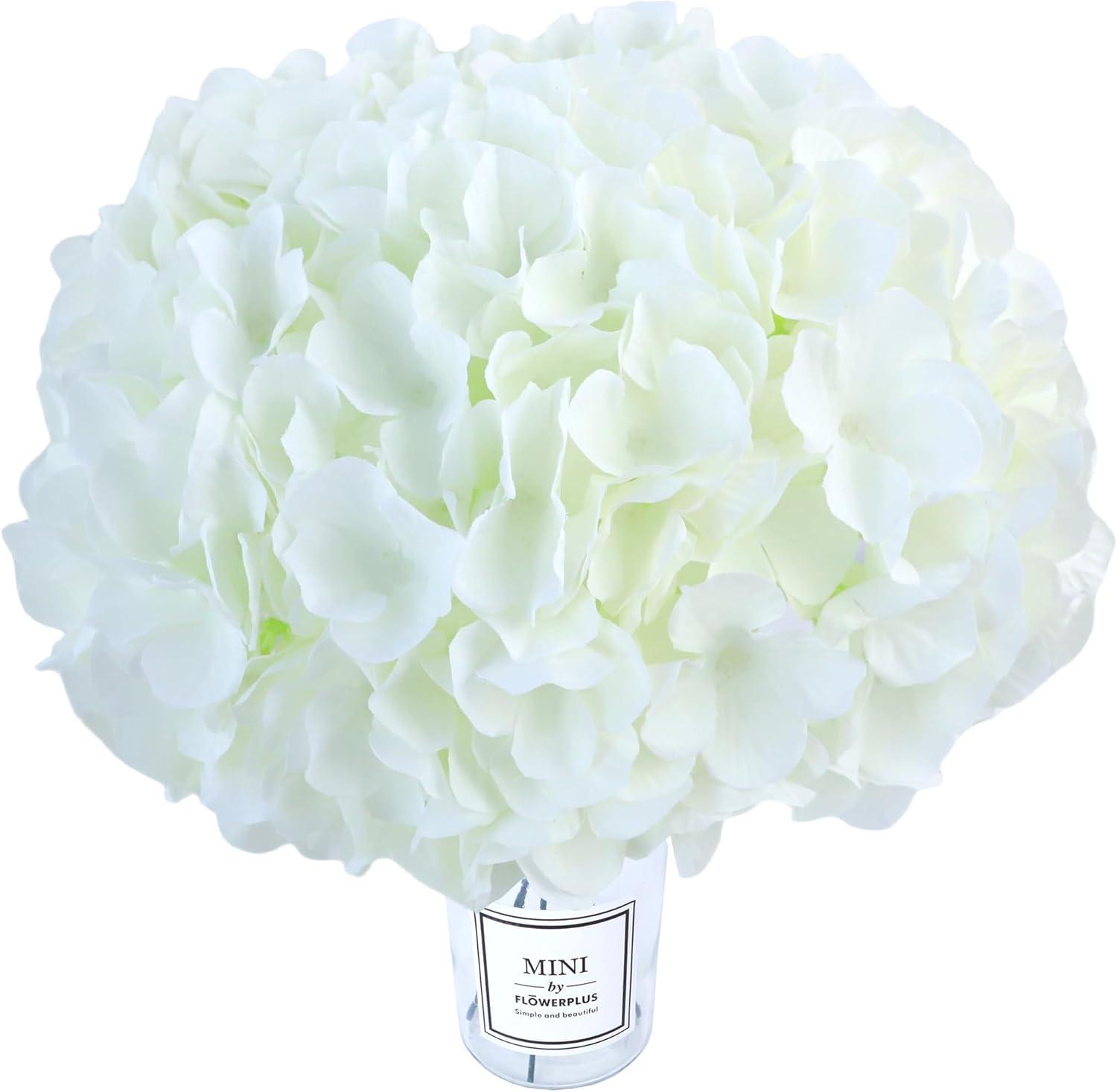 AVIVIHO Hydrangea Artificial Flowers Realistic White Fake Hydrangeas Silk Flowers with Stems Pack of 10 for Spring Mother's Day Easter Gifts Wedding Floral Bouquet Home Decor Party Decoration