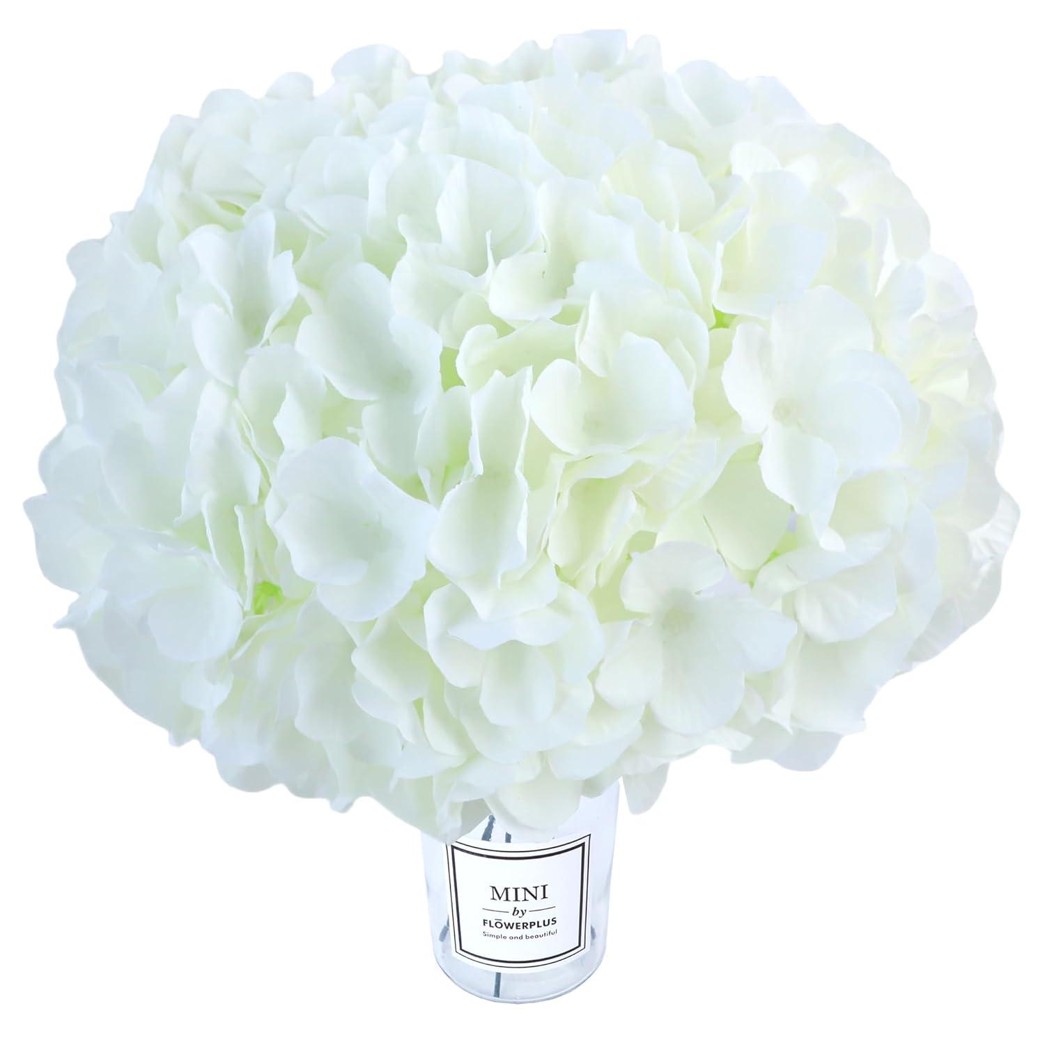 AVIVIHO Hydrangea Artificial Flowers Realistic White Fake Hydrangeas Silk Flowers with Stems Pack of 10 for Spring Mother's Day Easter Gifts Wedding Floral Bouquet Home Decor Party Decoration