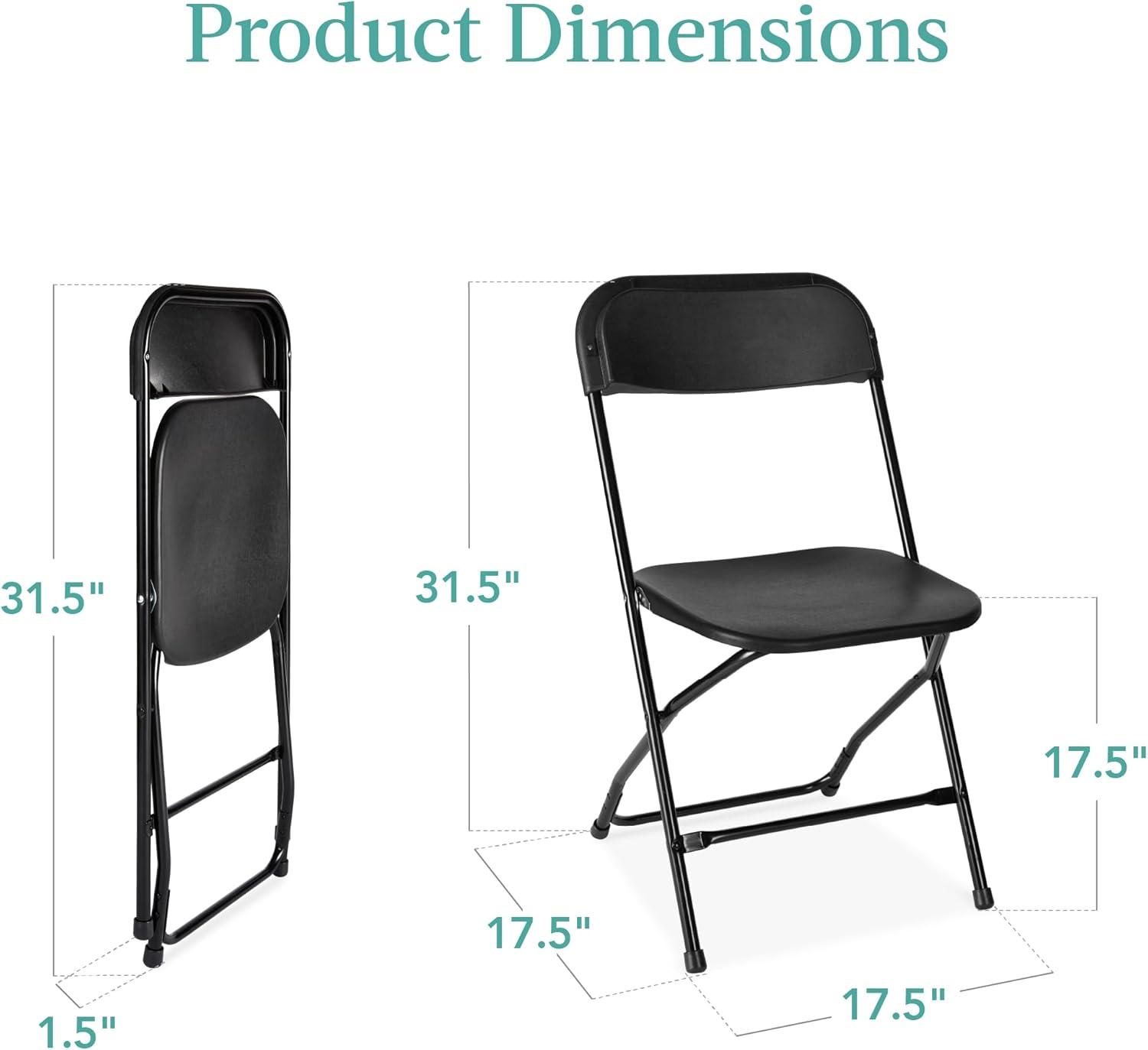 Best Choice Products Set of 4 Folding Stacking Plastic Chairs w/ Non-Slip Feet, 350lb Capacity - Black