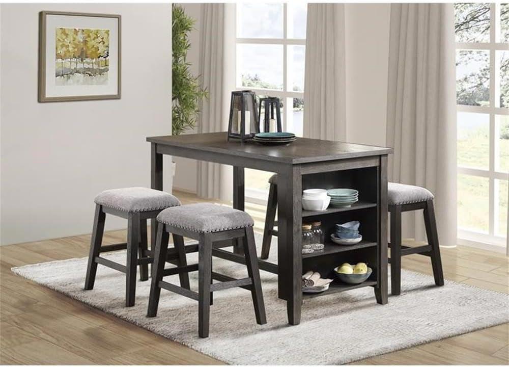 HMLIFE Modern Counter Height Table With Built-In Shelves