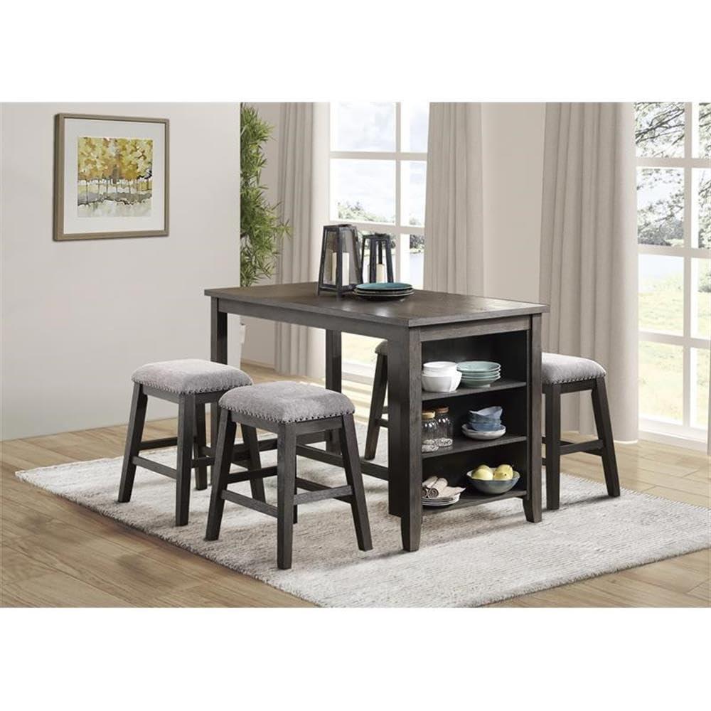 HMLIFE Modern Counter Height Table With Built-In Shelves
