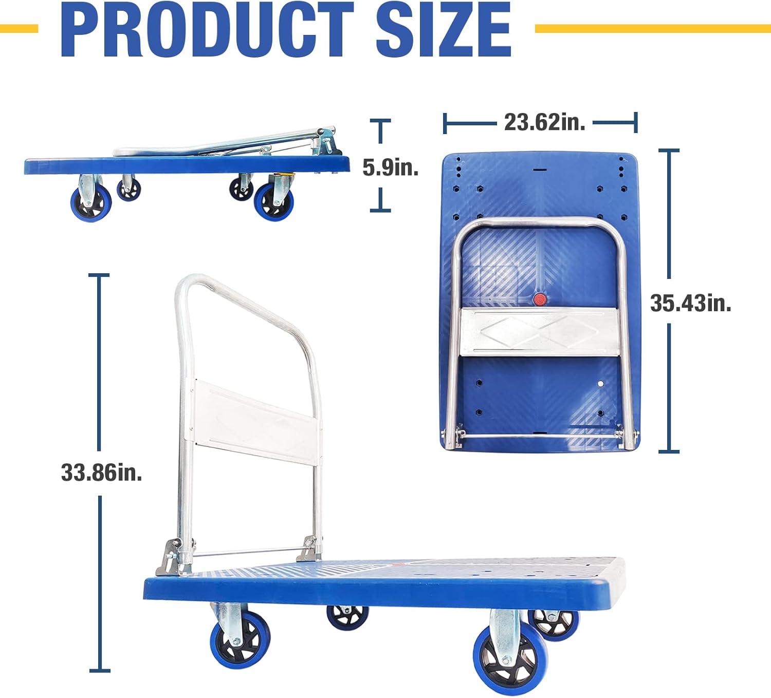 Blue Folding Steel Platform Hand Truck with Rubber Wheels