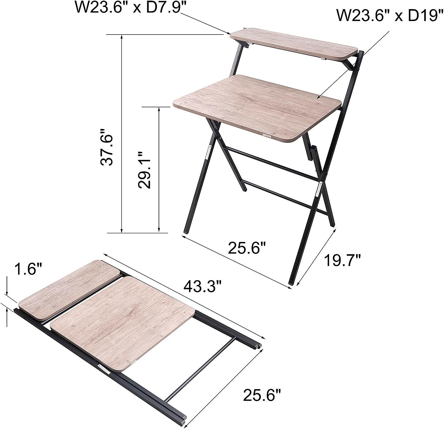 Gray and Black Folding Desk with Metal Frame