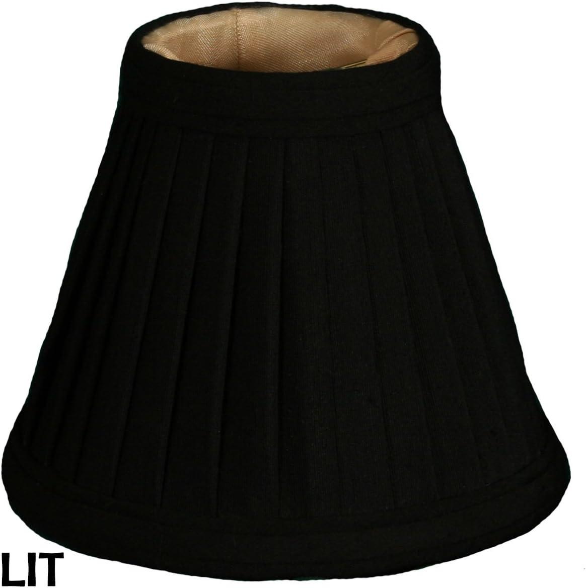 Royal Designs, Inc. Pleated Empire Chandelier Shade CS-111BLK/GL-6, Black with Gold, 2.5 x 5 x 4.25, Pack of 6