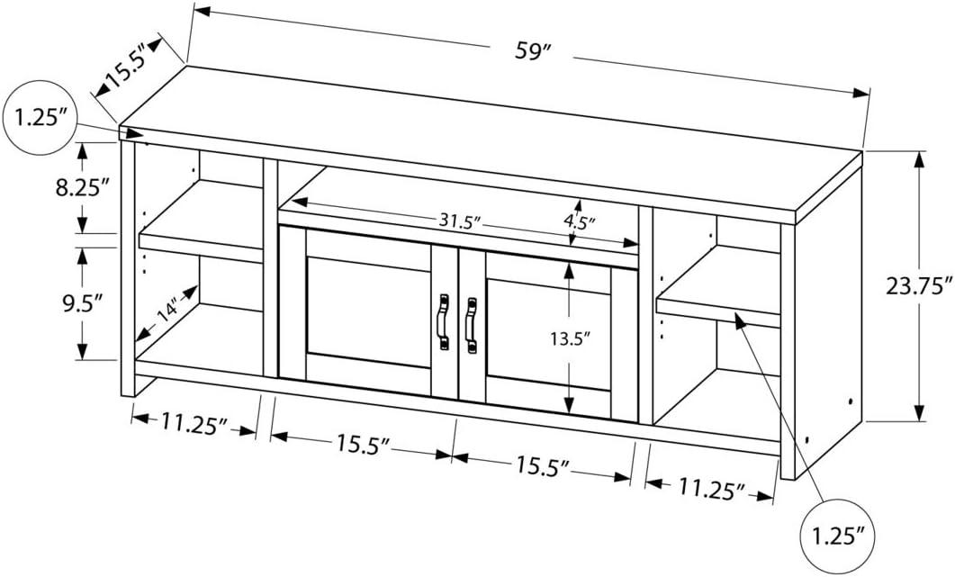 Monarch Specialties Tv Stand 60 Inch Console Media Entertainment Center Storage Cabinet Living Room Bedroom Laminate Black Transitional