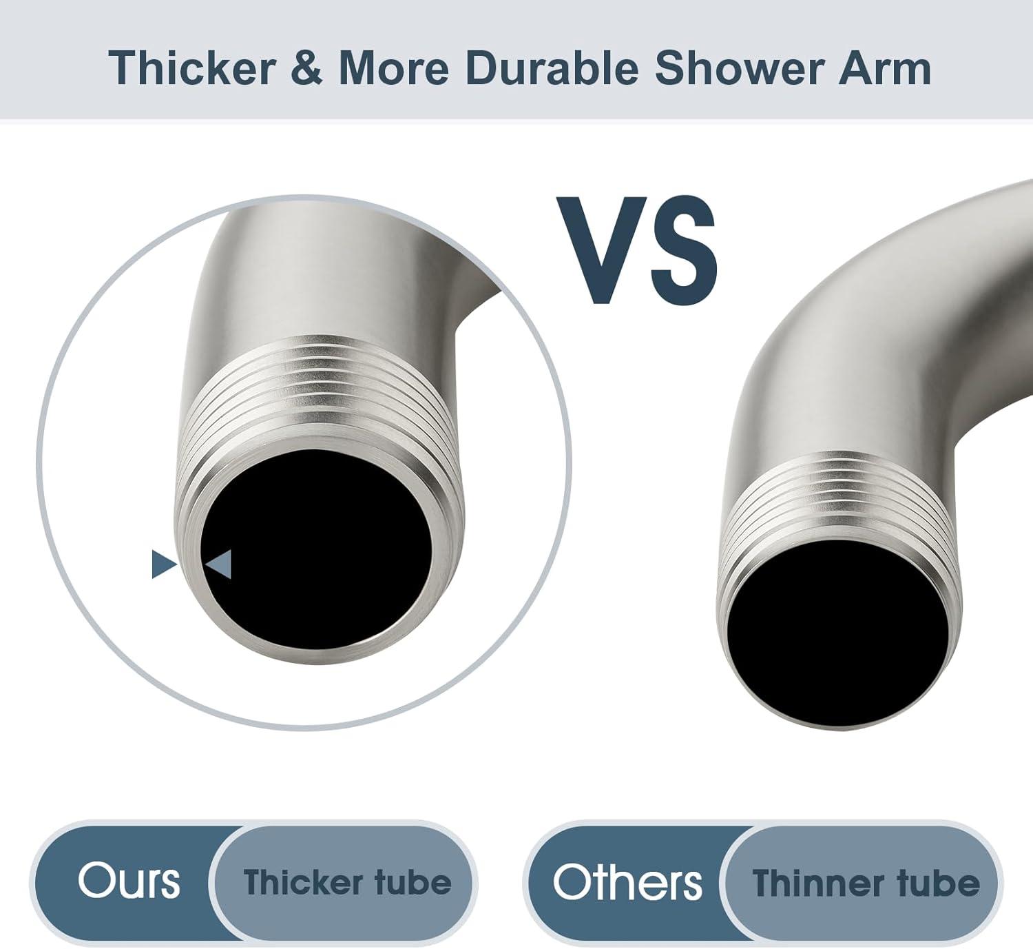 6 Inch Stainless Steel Wall-Mounted Shower Arm and Flange, Shower Head