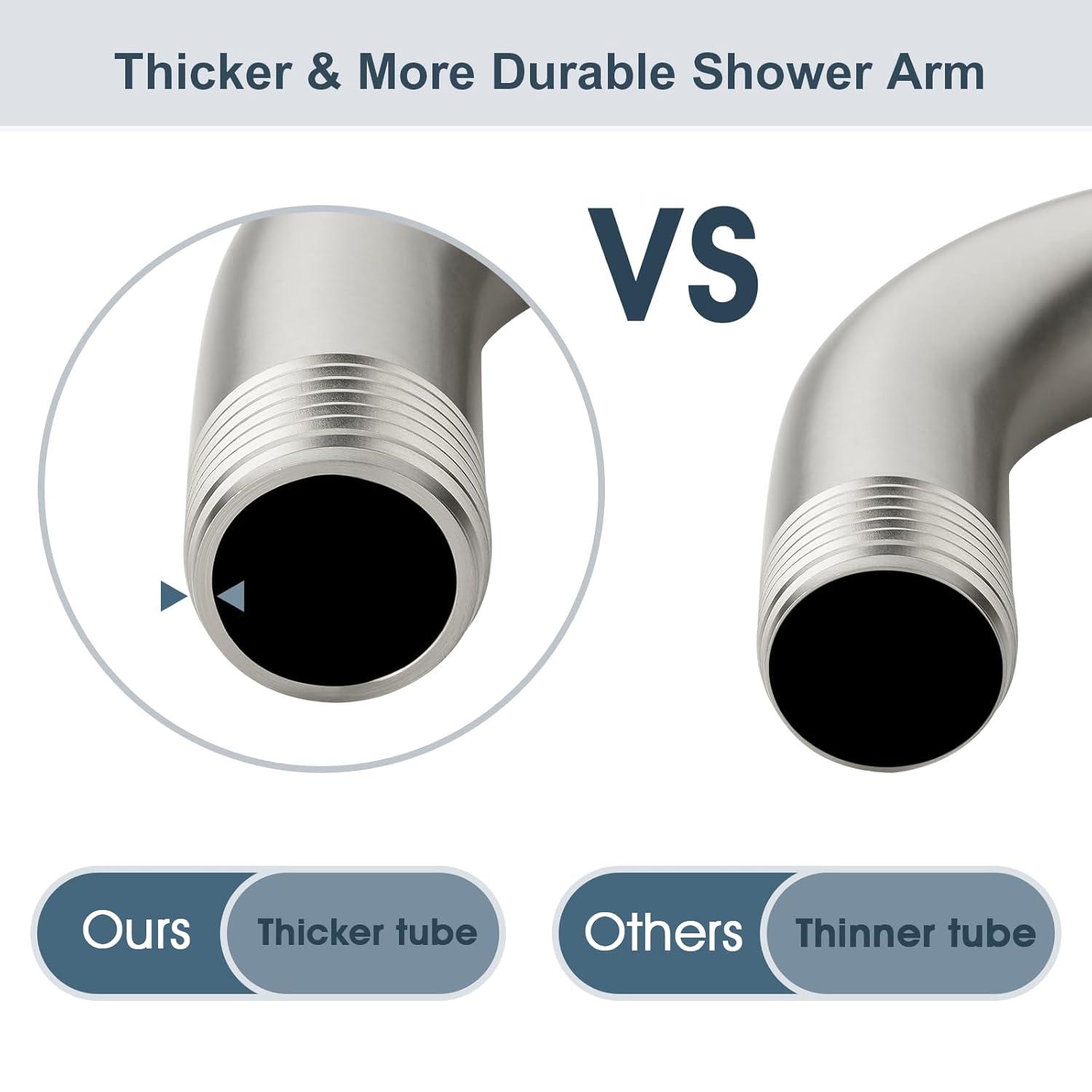 6 Inch Stainless Steel Wall-Mounted Shower Arm and Flange, Shower Head
