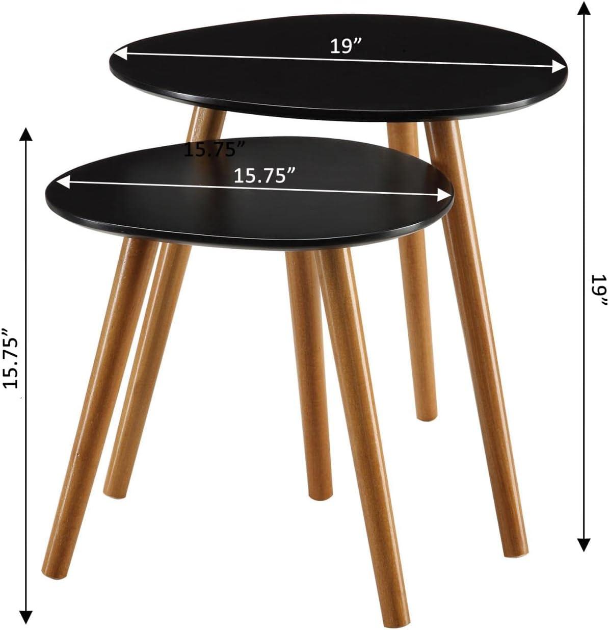 Oslo Black and Natural Wood Nesting End Tables