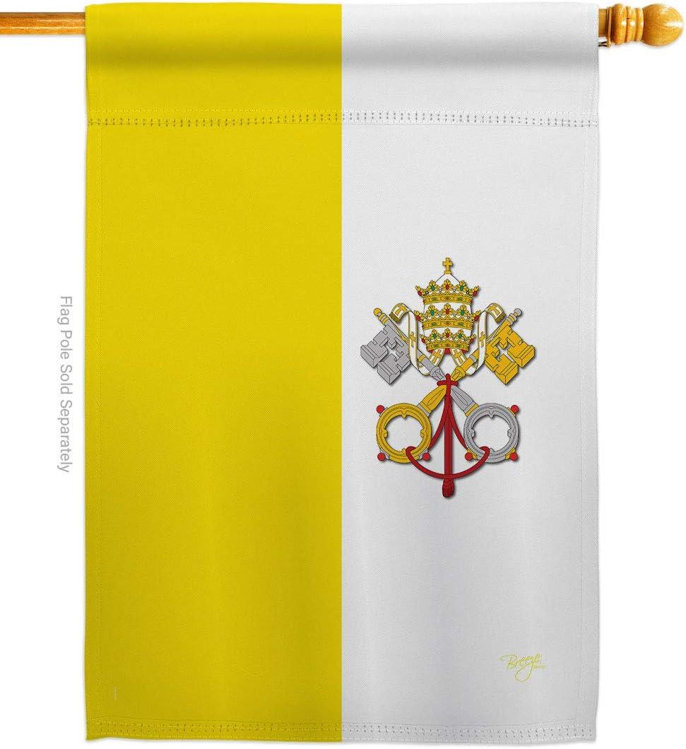 Breeze Decor 08106 Vatican City 2-Sided Vertical Impression House Flag - 28 x 40 in.