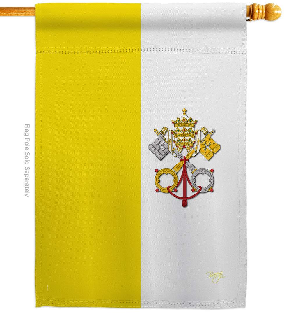 Breeze Decor 08106 Vatican City 2-Sided Vertical Impression House Flag - 28 x 40 in.