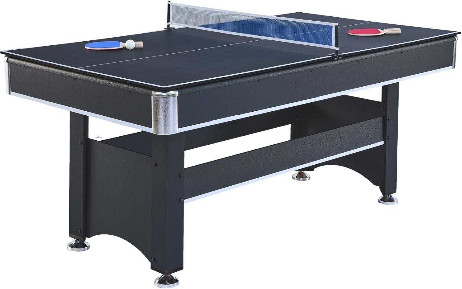 6-Foot Black and Red 2-in-1 Pool and Ping Pong Table