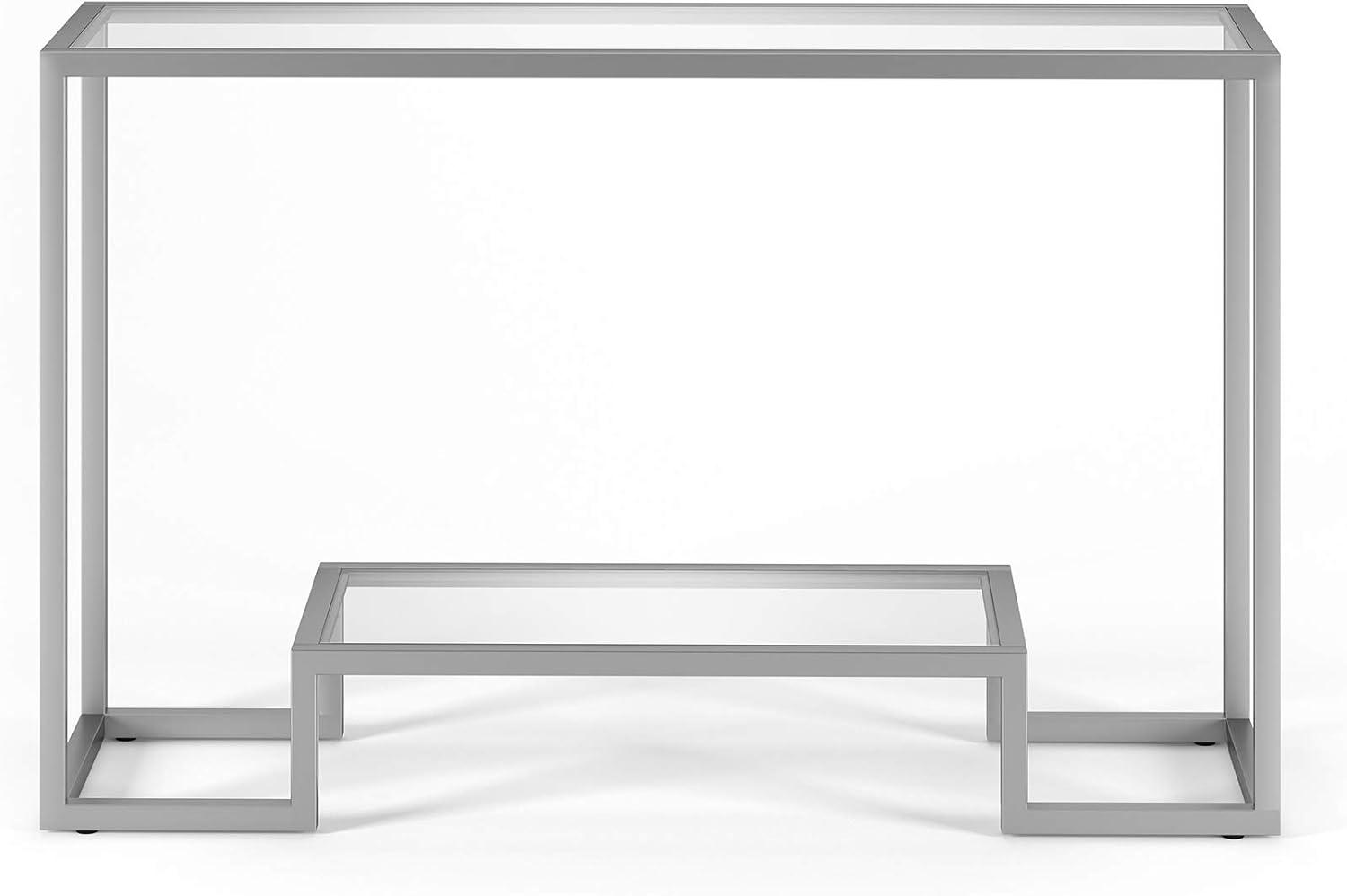 Henn&Hart 47" Satin Nickel Metal/Glass Console Table