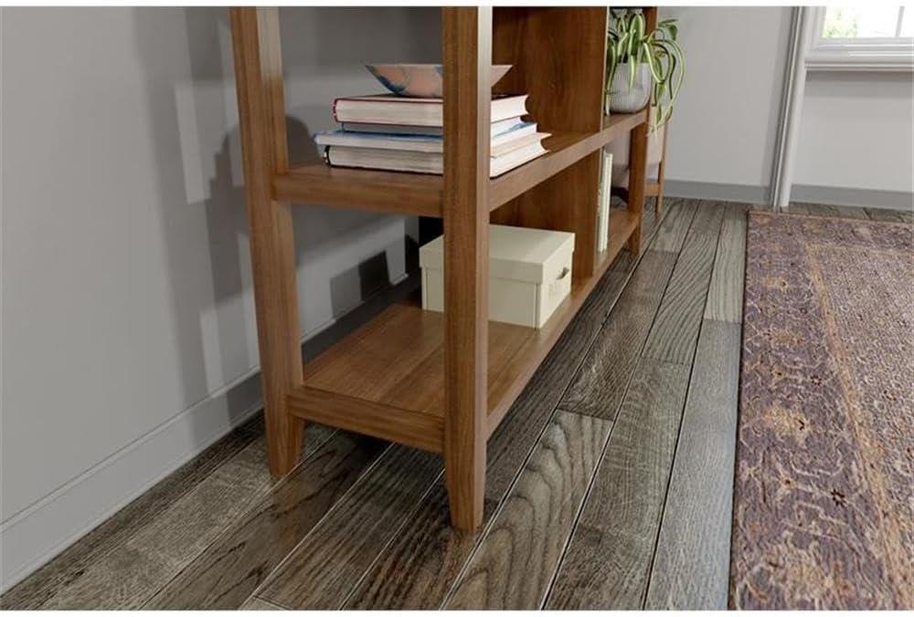 HomeRoots Brown Solid Wood Double Bookcase