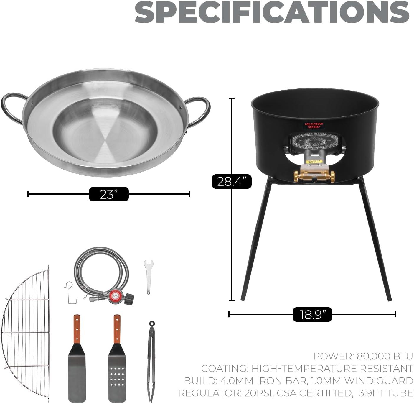 Barton 23" Stainless Steel Propane Burner Stove Set