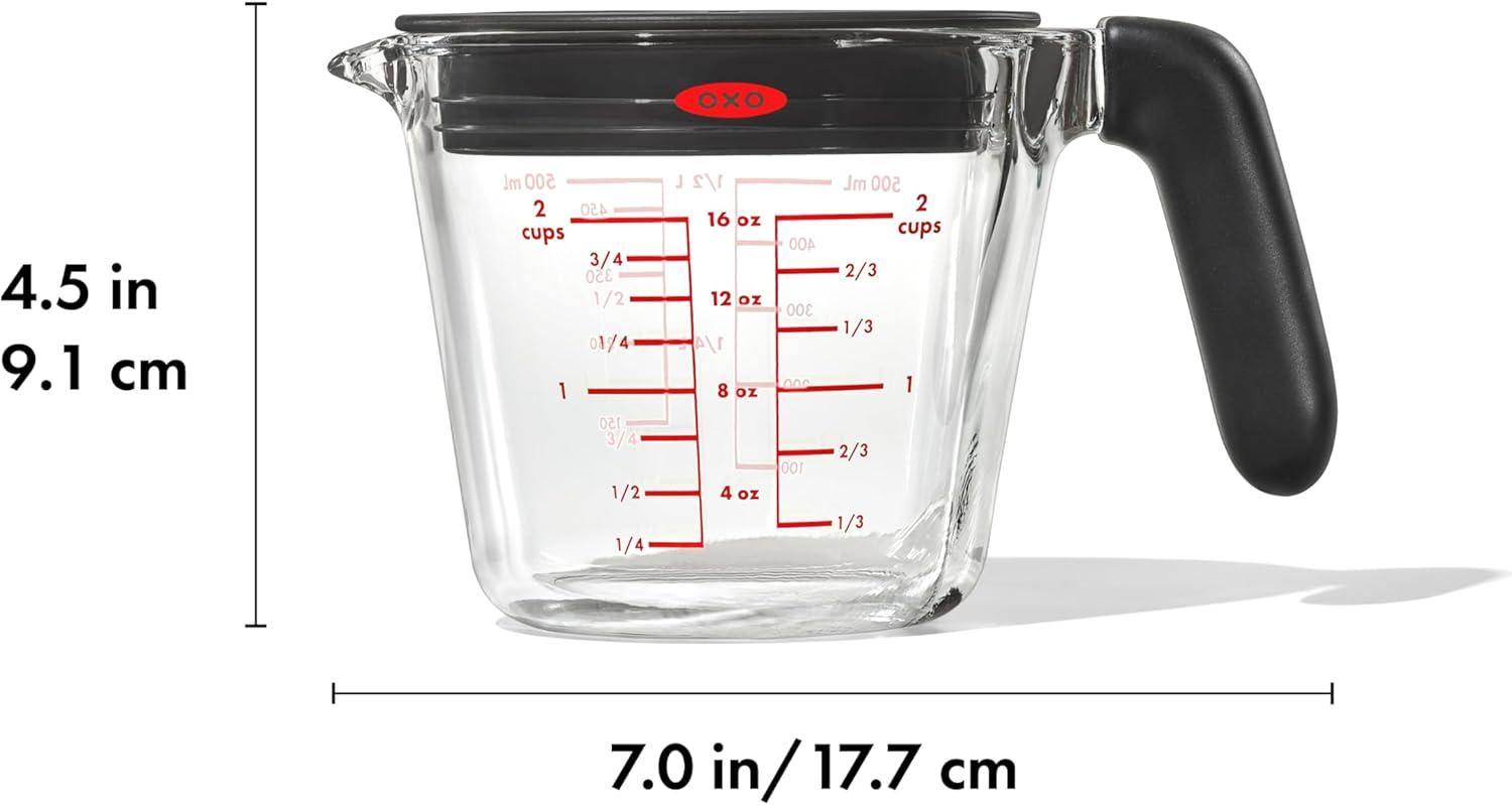 OXO 2-Cup Clear Glass Measuring Cup with Lid