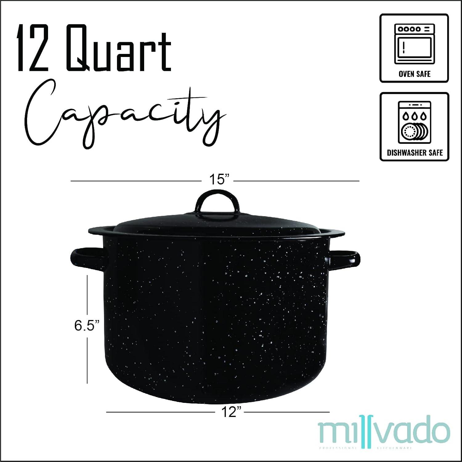 Granite 12 Qt Black Speckled Enamel Stockpot with Lid