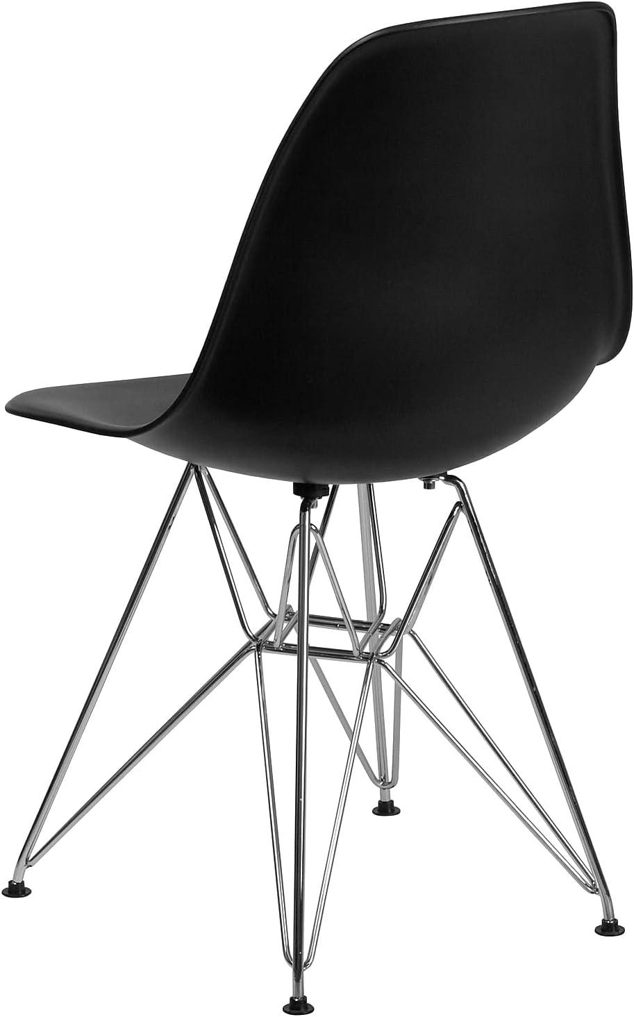 Modern Black Plastic Accent Chair with Chrome Geometric Base