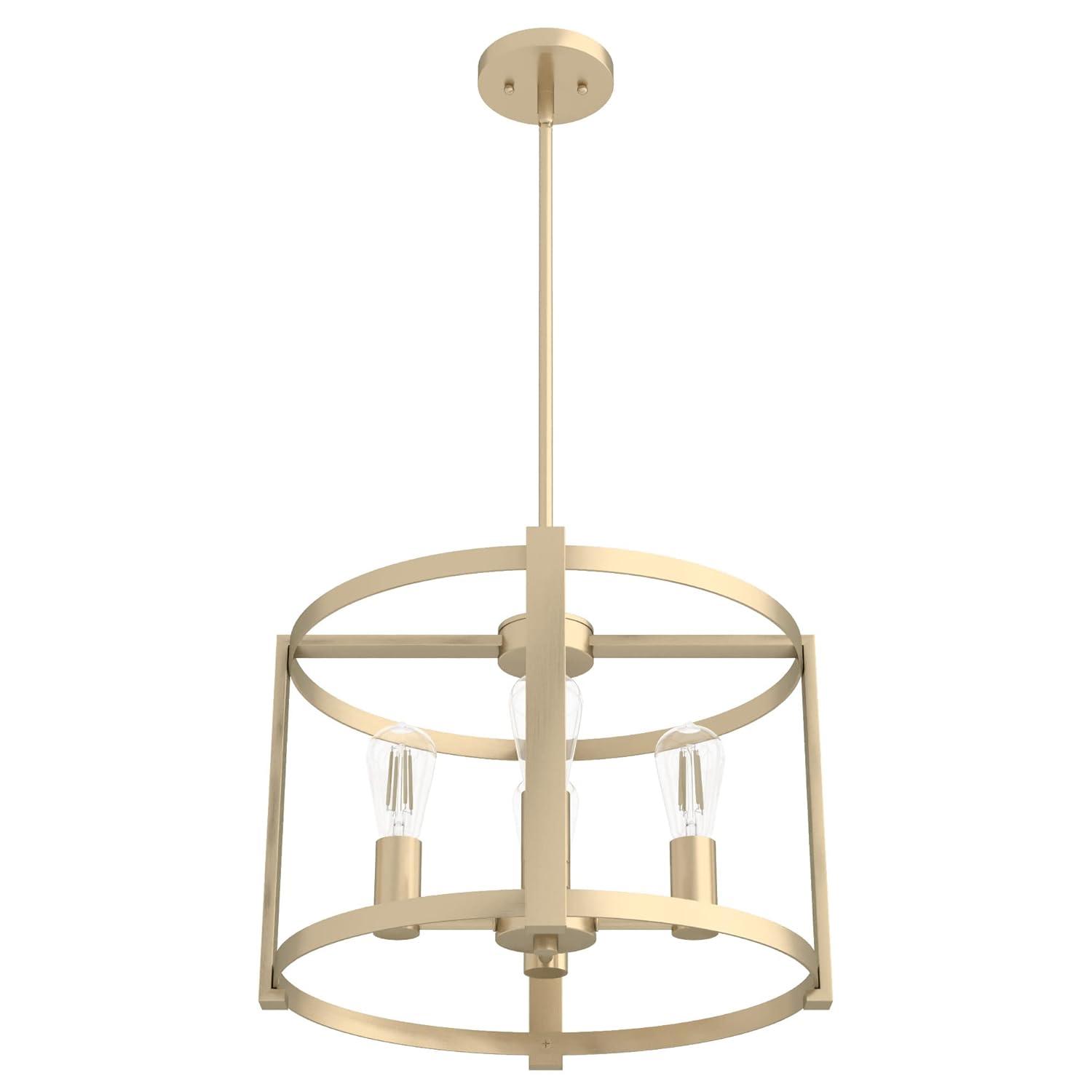 Hunter - Astwood 4-light Alturas Gold, Medium Size Chandelier, Dimmable, Caged Style, Drum Shaped, for Bedrooms, Kitchens, Dining, Living Rooms - 19958