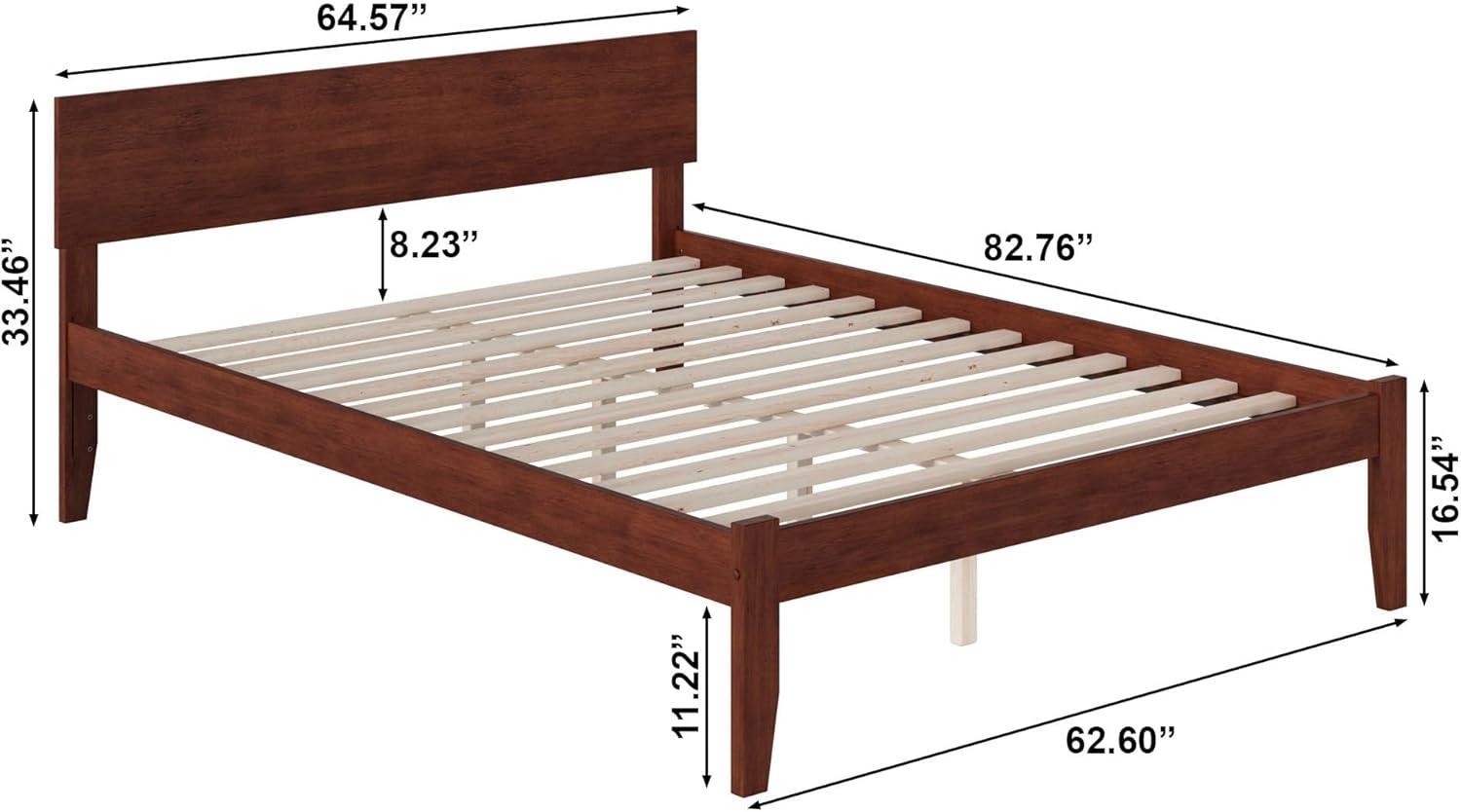 AFI Furnishings Orlando Twin Extra Long Platform Bed with Open Footboard and Turbo Charger in Walnut