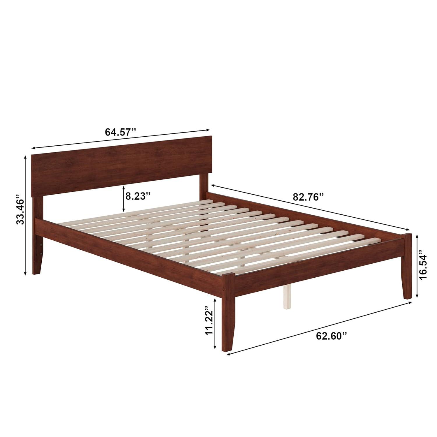 AFI Furnishings Orlando Twin Extra Long Platform Bed with Open Footboard and Turbo Charger in Walnut