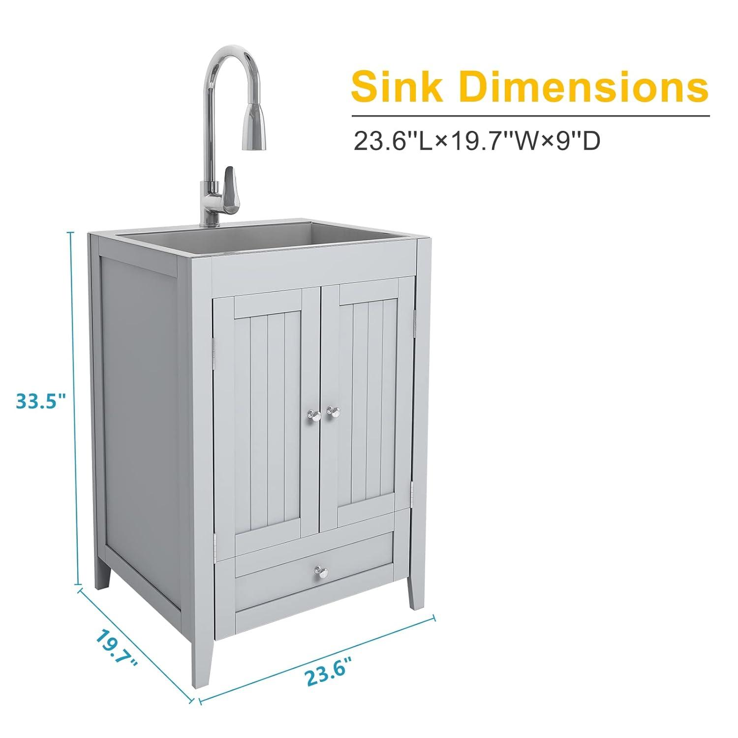 Ktaxon Gray Stainless Steel 72.6 lb Utility Sink