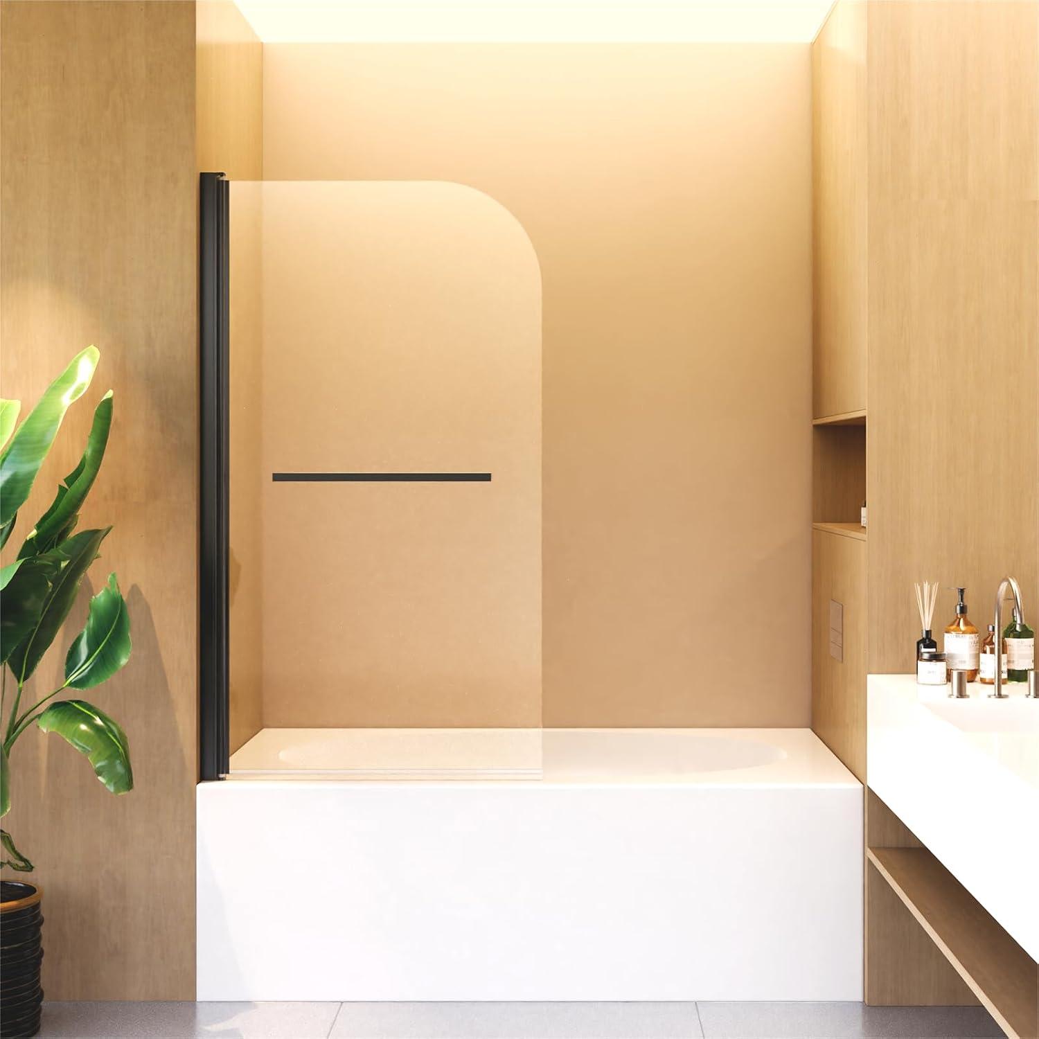 31"W x 55"H Frameless Folding Pivot Shower Tub Door Reversible Installation