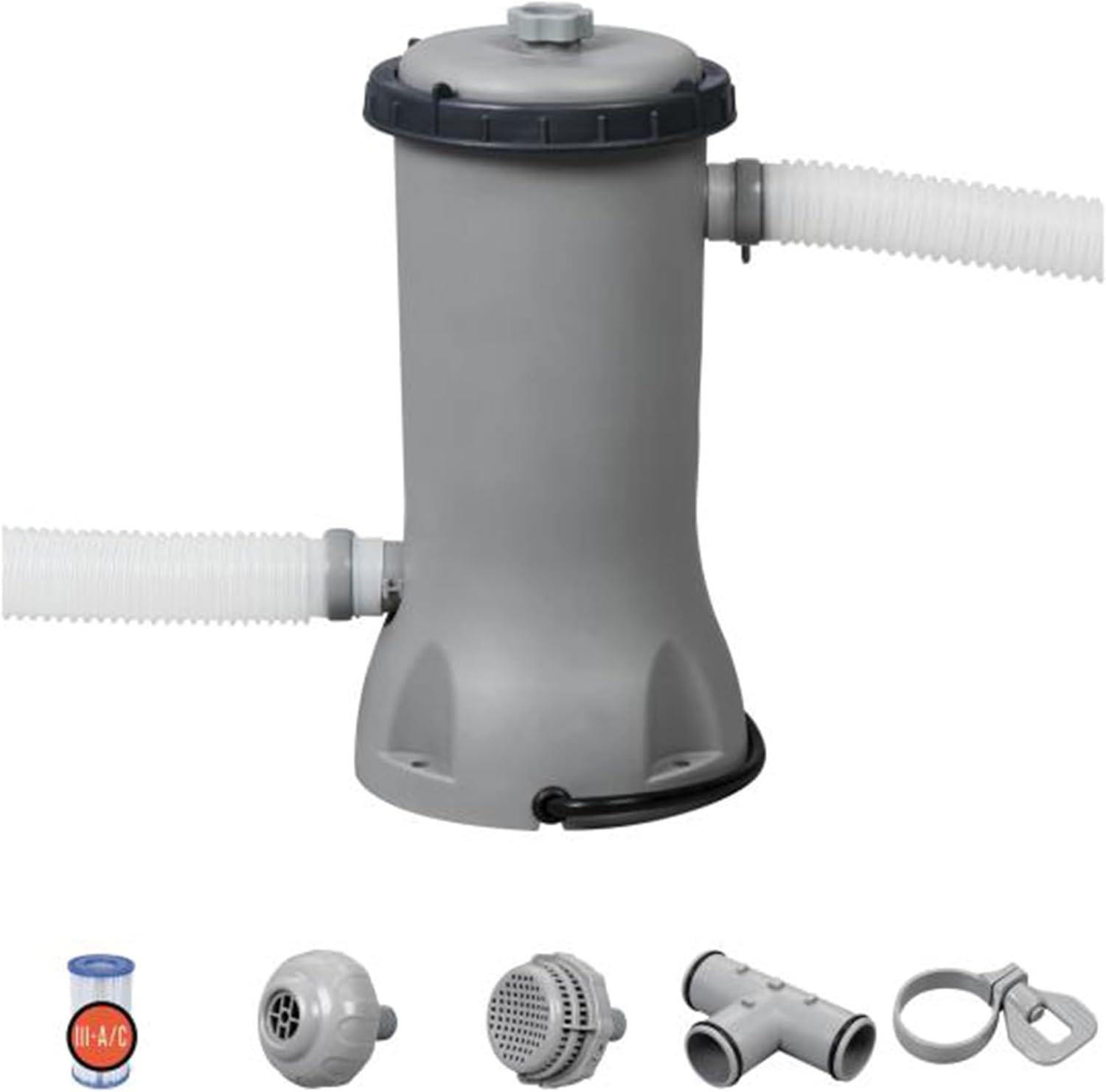 Bestway Flowclear 530 Gallons Per Hour 120 Volt Above Ground Swimming Pool Water Filter Pump Cartridge with Automatic Shut Off Timer