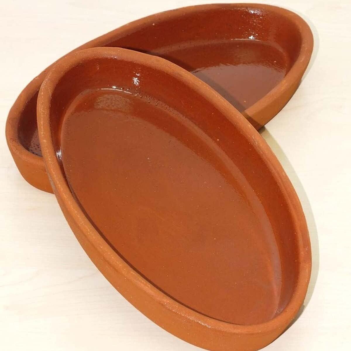 Cooking Clay Pan Set of 2, Terracota Portuguese Roaster, Large, 11.3 in