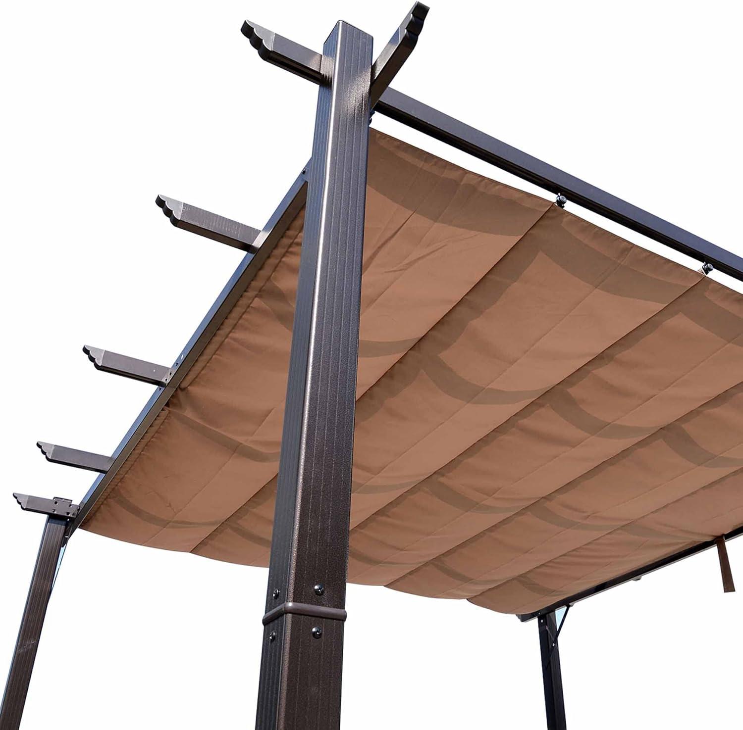 Outsunny 10' x 10' Pergola with Retractable Shade Canopy, Aluminum, Brown