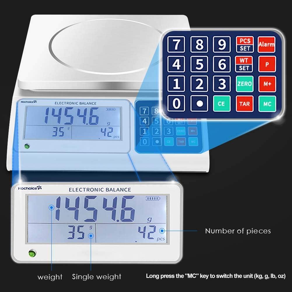 MODERN WALLS LLC Industrial Counting Scale Gram Scales For Parts And Coins 66Lb/0.00022Lb-30Kg / 0.1G Accuracy With RS232 Port For Connecting Computer Or Printer