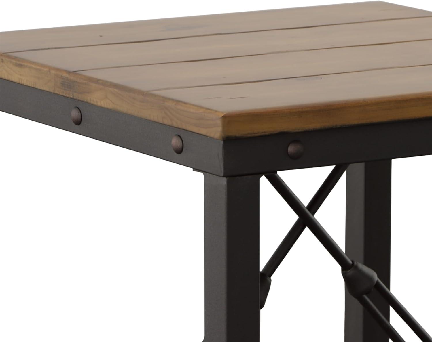 Ashford End Table Antique Honey - Steve Silver Co.: Industrial Style, Pine Veneer, Engineered Hardwoods