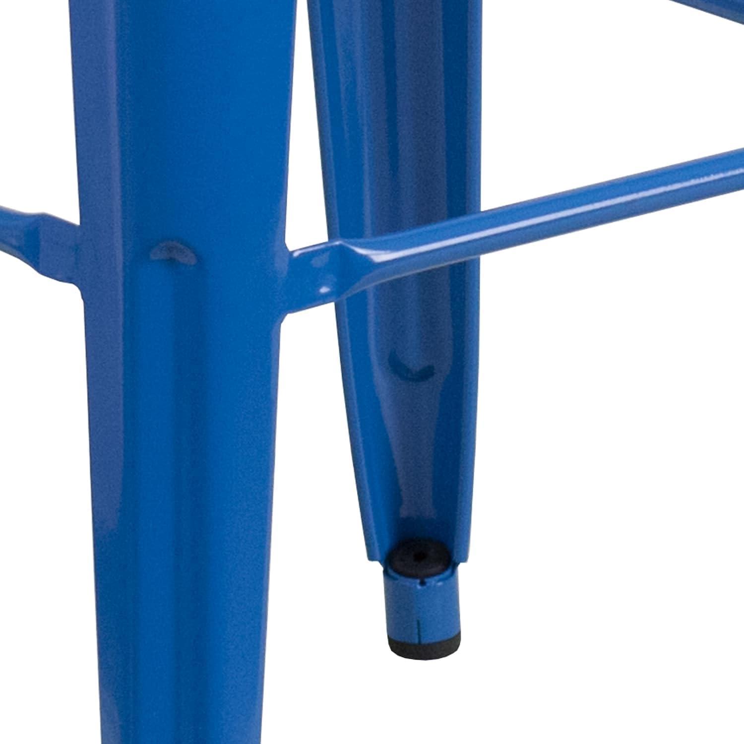 Flash Furniture Commercial Grade 30" High Backless Blue Metal Indoor-Outdoor Barstool with Square Seat