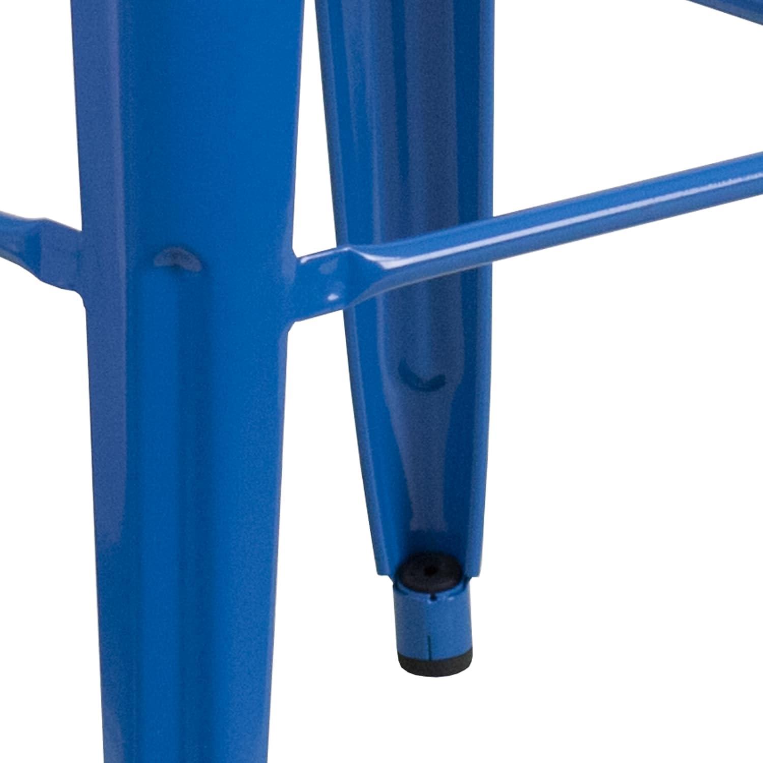 Flash Furniture Commercial Grade 30" High Backless Blue Metal Indoor-Outdoor Barstool with Square Seat