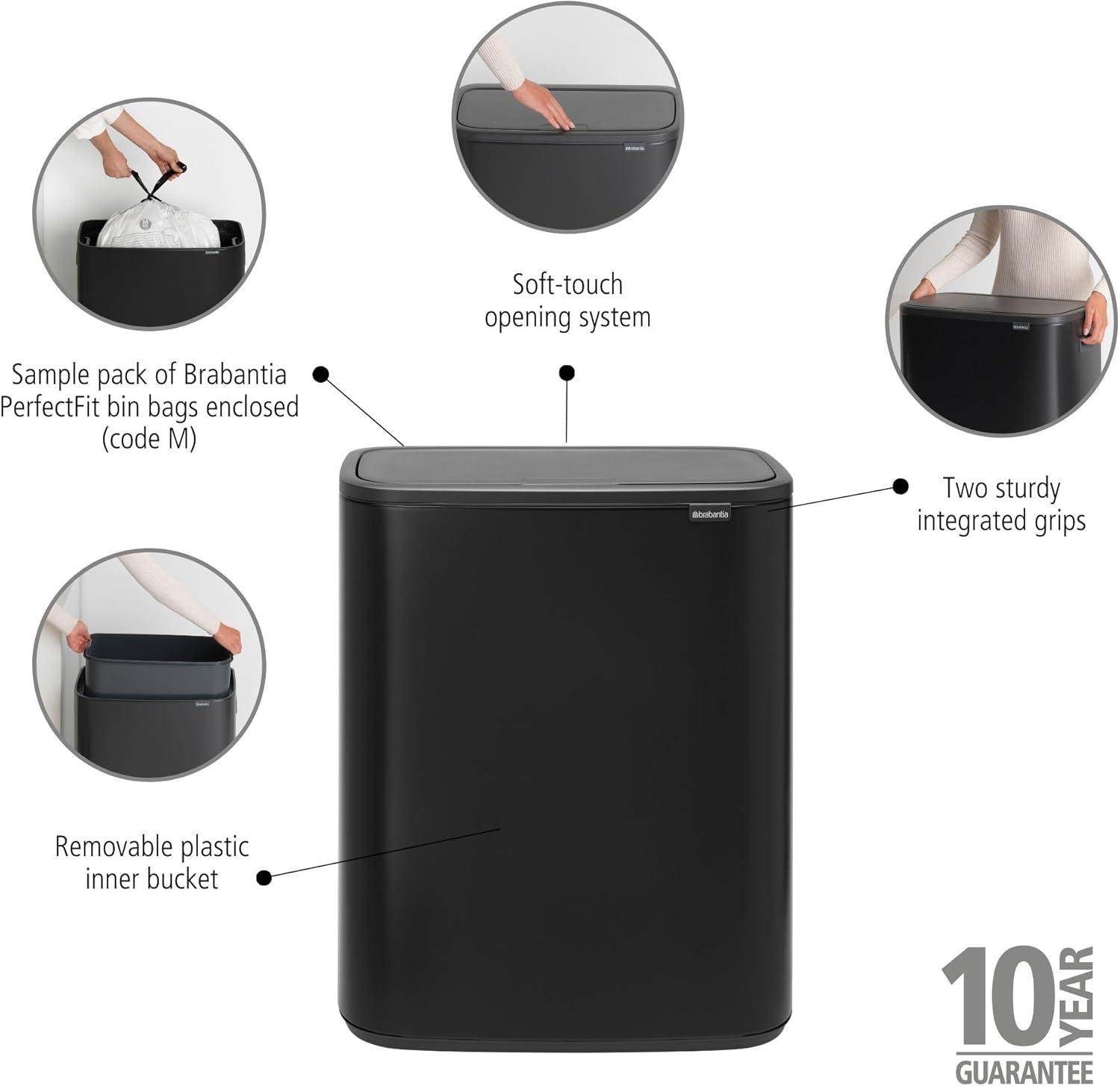 Brabantia Bo Touch Top Trash Can, 16 Gallon
