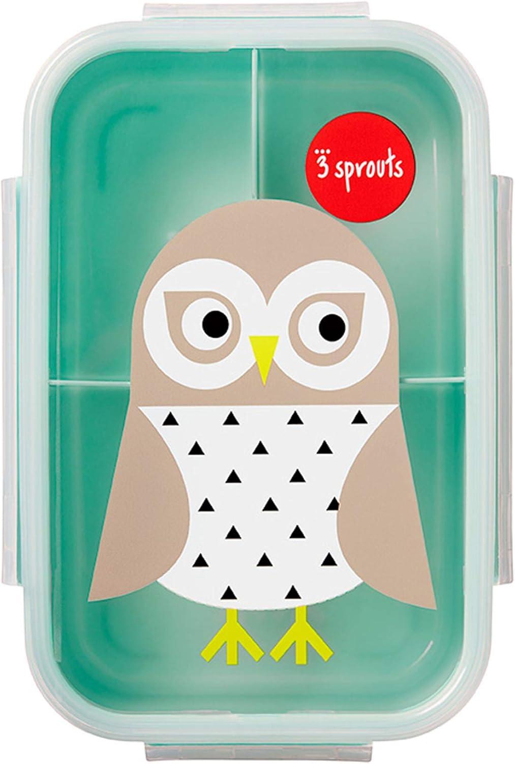 Mint Owl Leakproof Bento Lunch Box with 3 Compartments