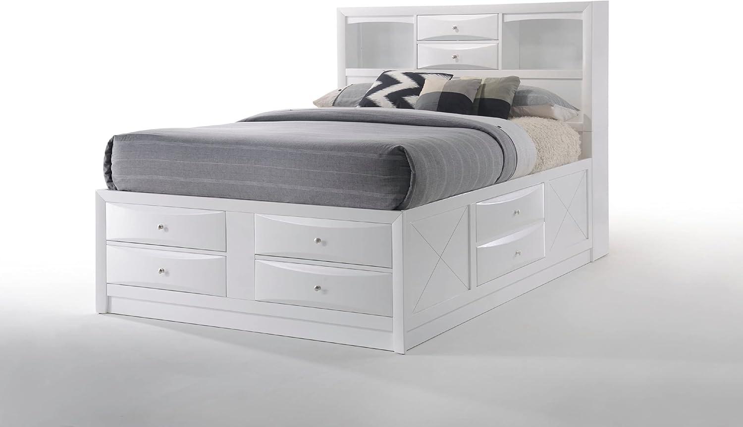 Acme Ireland Full Bed with Storage, White