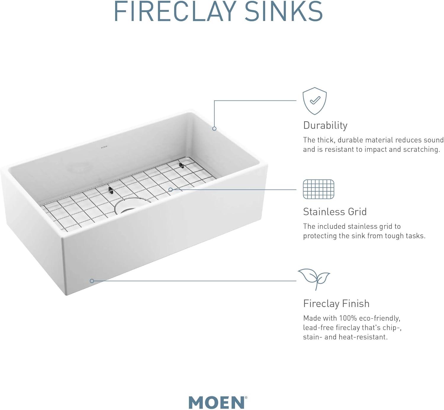 FC3319101810 Moen Fireclay 30" L X 19" W Farmhouse Kitchen Sink